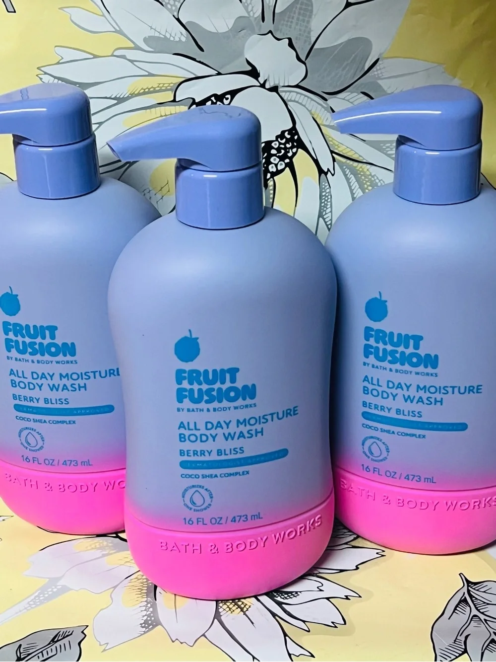 3 Fruit Fusion BERRY BLISS Moisturizing Body Wash 16oz
